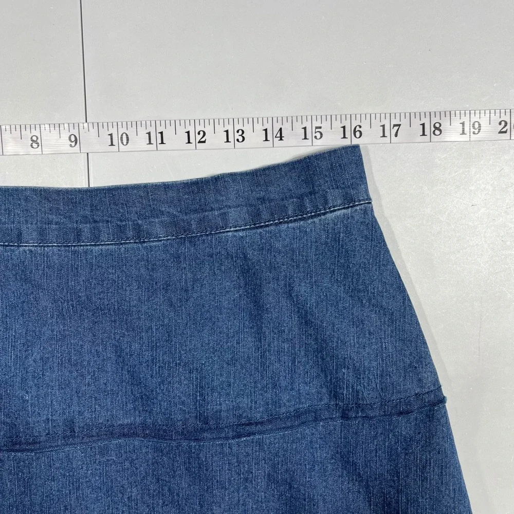 Denim &Co Western Renfair Tiered Denim Midi Skirt Womens Medium Boho Country